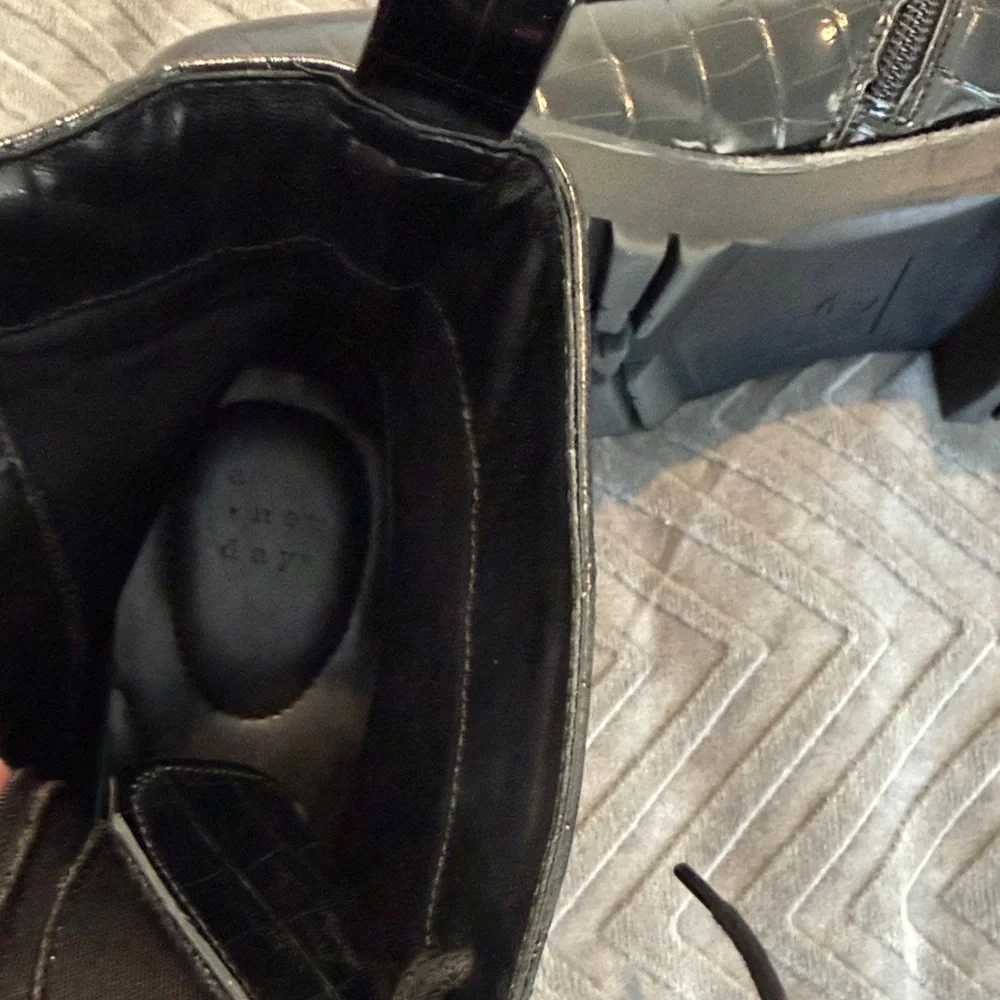 A New Day Black Croc-Embossed Lace-Up Comabt Boots - Picture 10 of 14